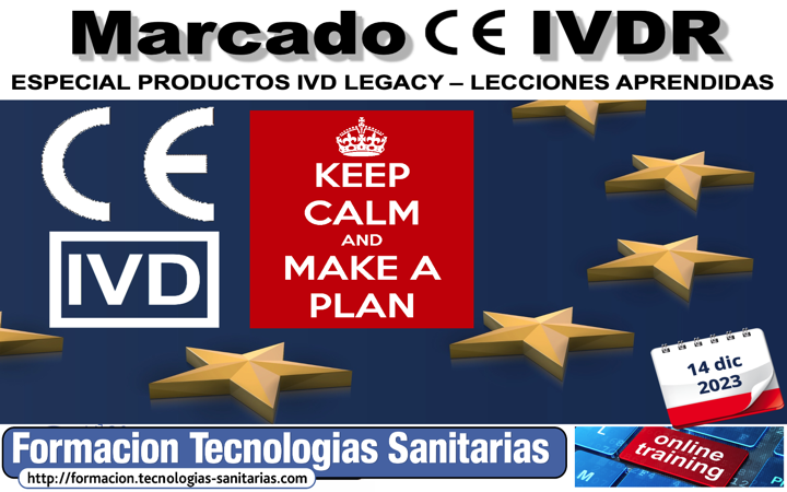 2310T - Marcado CE de Productos Sanitarios para Diagnstico IN-VITRO -  IVDR  ONLINE - Formacion realizada el 14 de DICIEMBRE de 2023. Webinar en Directo va Zoom  AHORA DISPONIBLE ON-LINE. El curso es de 30 horas en teleformacin e incluye los vdeos de la sesin Webinar en Directo para mejor entendimiento del alumno.
El nuevo Reglamento de Productos Sanitarios para Diagnstico In Vitro IVDR se aplica desde 26/05/ 2022 quedando derogada la Directiva 98/79/CE. En esta formacin revisamos todas las novedades focalizando en el impacto de estos cambios en los procedimientos actuales de Marcado CE de los productos IVD. As mismo, planteamos los plazos de transicin establecidos para la aplicacin progresiva de los requisitos a lo largo de los prximos aos.